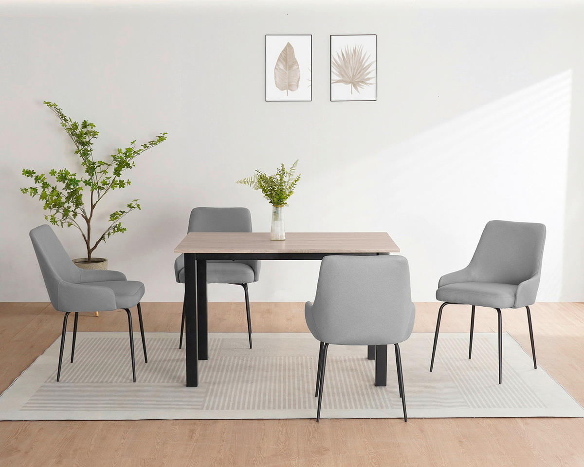 ESSTISCH 120/80/76 cm Nachbildung  Metall, Holzwerkstoff gastro- und objekttauglich rechteckig Eichefarben  - Eichefarben/Schwarz, MODERN, Holzwerkstoff/Metall (120/80/76cm) - MID.YOU