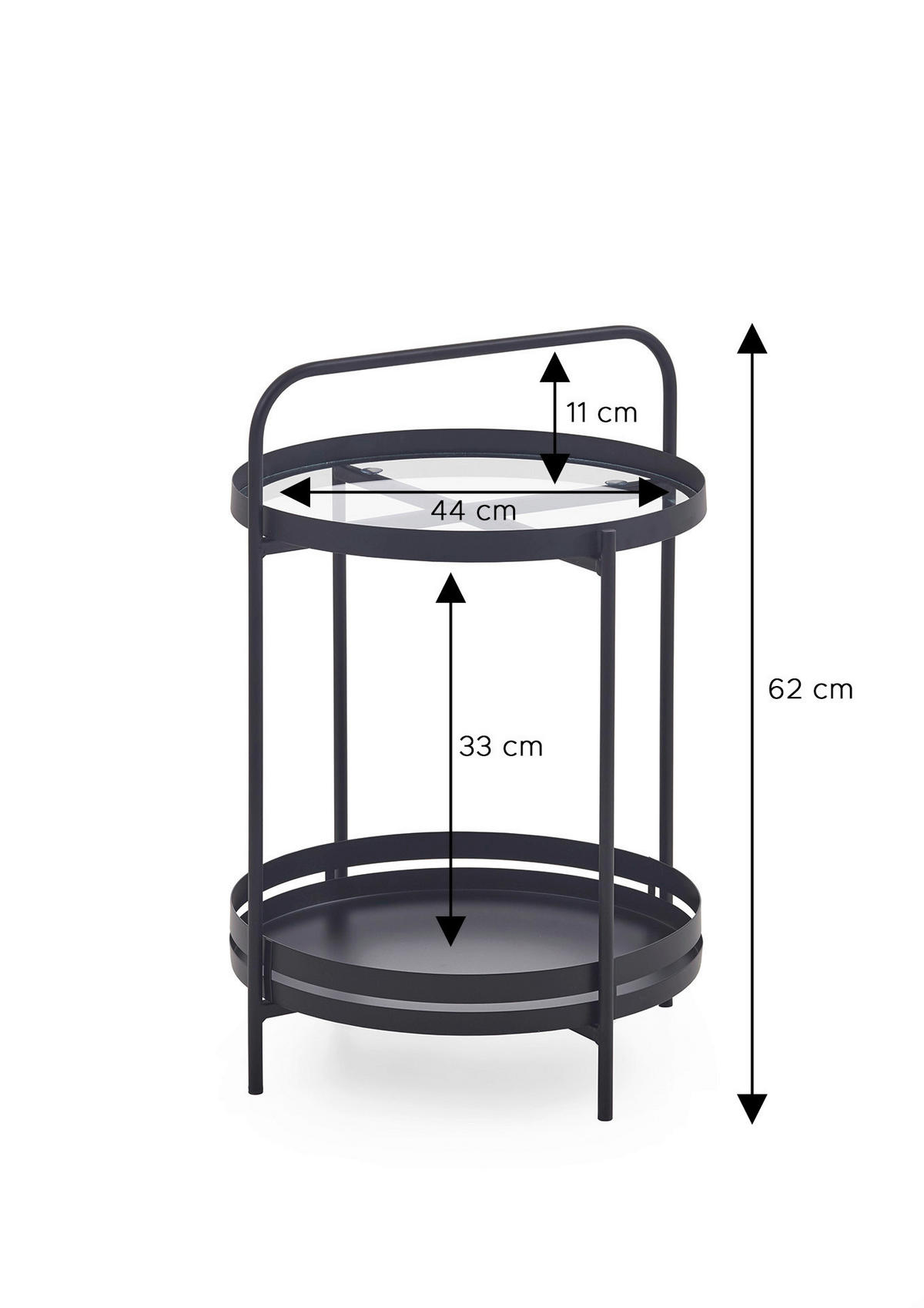 COUCHTISCH rund Schwarz  - Schwarz, Design, Glas/Metall (44/62/44cm) - MID.YOU