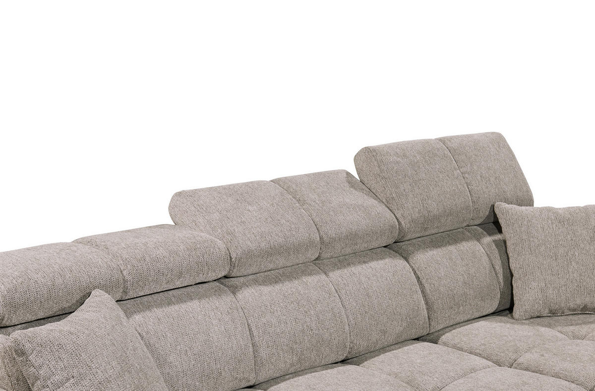 ECKSOFA in Chenille Graubraun  - Graubraun/Schwarz, Konventionell, Kunststoff/Textil (268/172cm) - MID.YOU