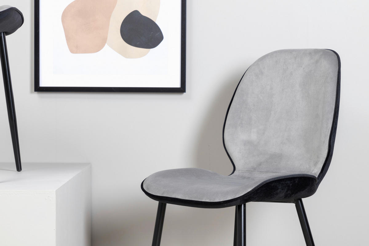 STOLSET 2 styck stål sammet  - ljusgrå/svart, Design, metall/textil (47/89/57cm) - Livetastic