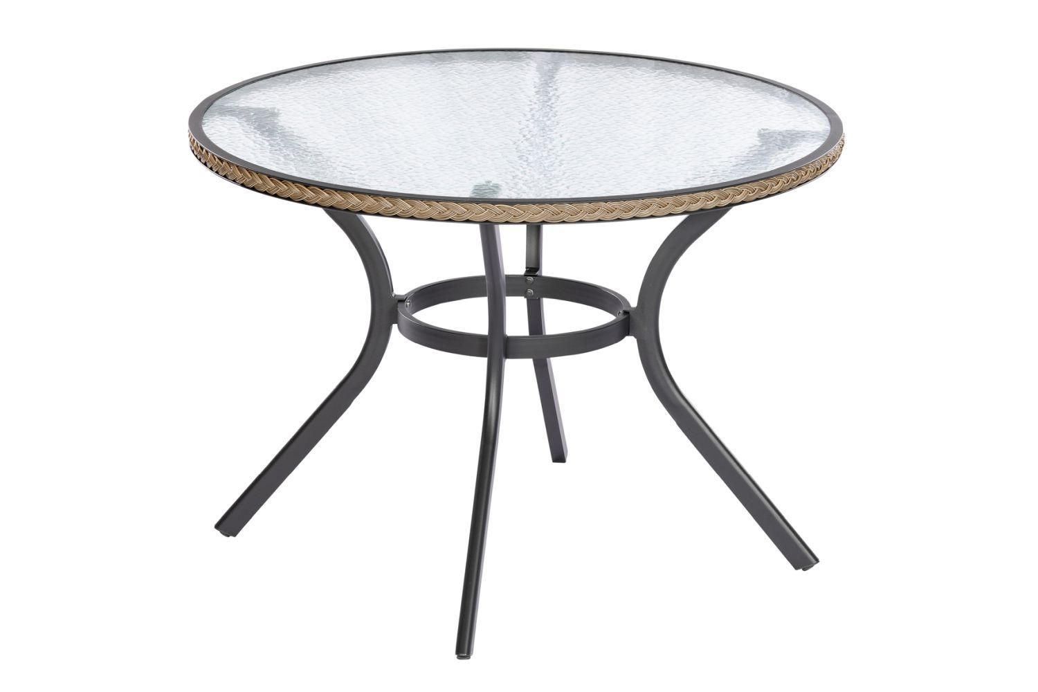 GARTENTISCH Metall, Kunststoff, Glas rechteckig  - Graphitfarben/Naturfarben, ROMANTIK / LANDHAUS, Glas/Kunststoff (104/74cm) - Gardenson