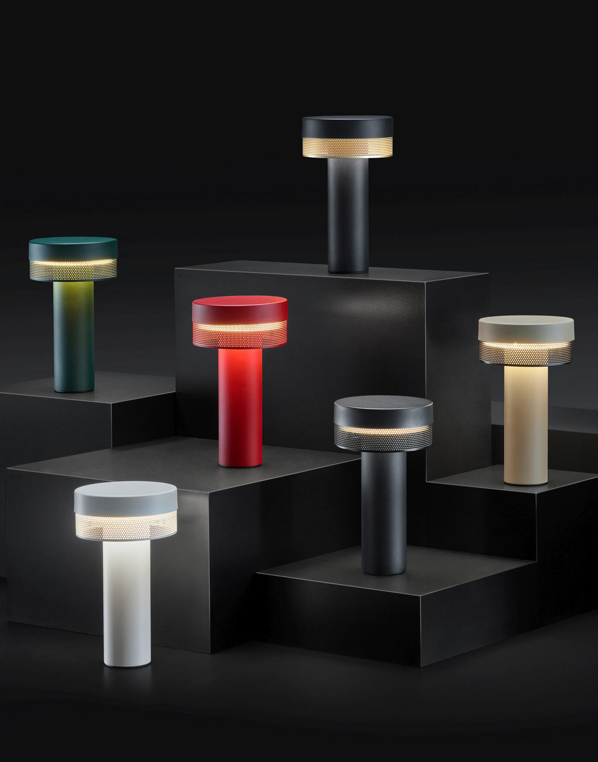 AKKU-TISCHLEUCHTE 24 cm  - Sandfarben/Schwarz, KONVENTIONELL, Metall (24cm) - Hell