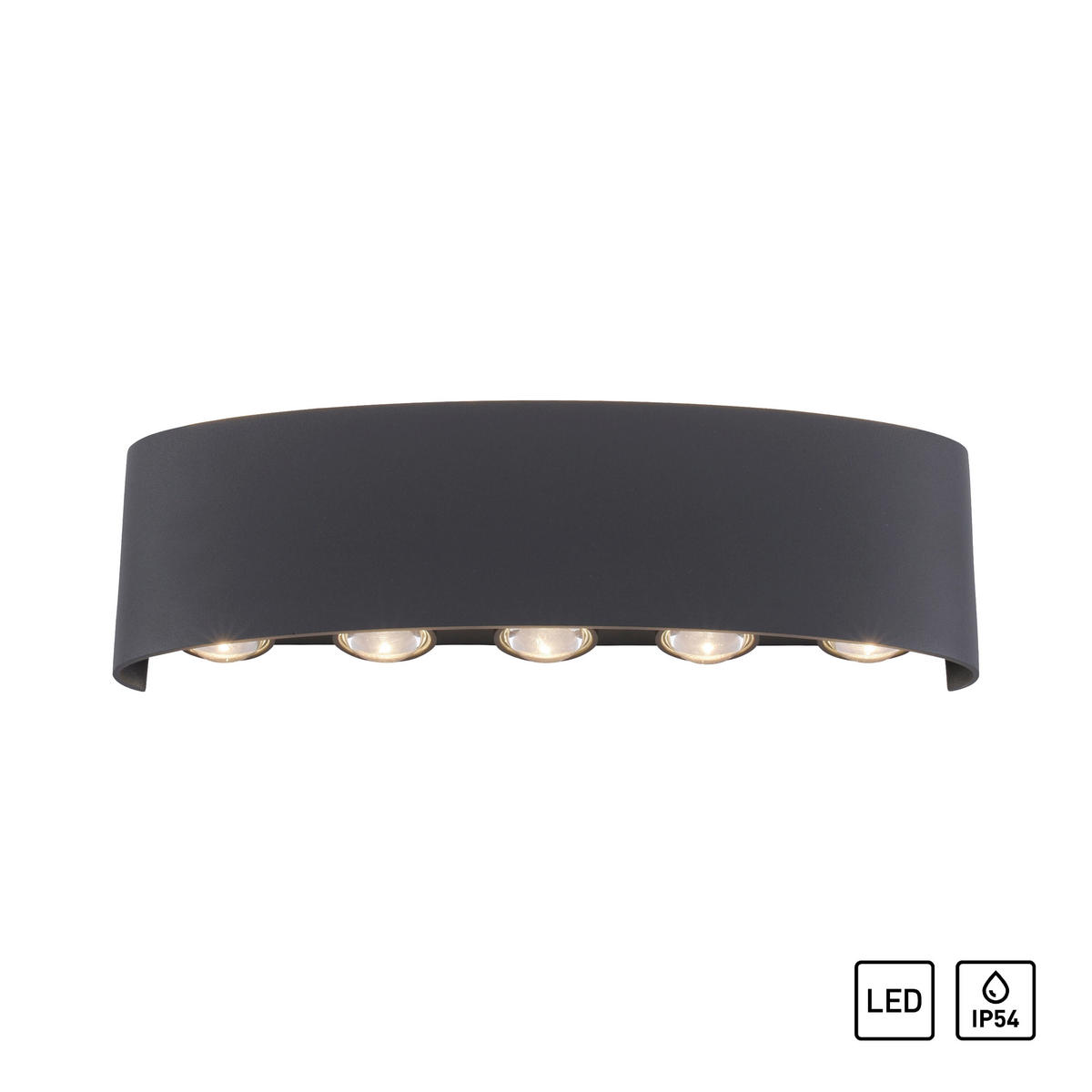 LED-WANDLEUCHTE 27/4,7/8 cm   - Anthrazit, Design, Kunststoff/Metall (27/4,7/8cm)