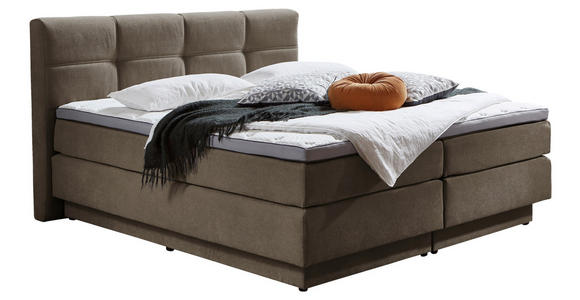 BOXSPRINGBETT 160/200 cm  in Taupe  - Taupe/Schwarz, KONVENTIONELL, Kunststoff/Textil (160/200cm) - Carryhome