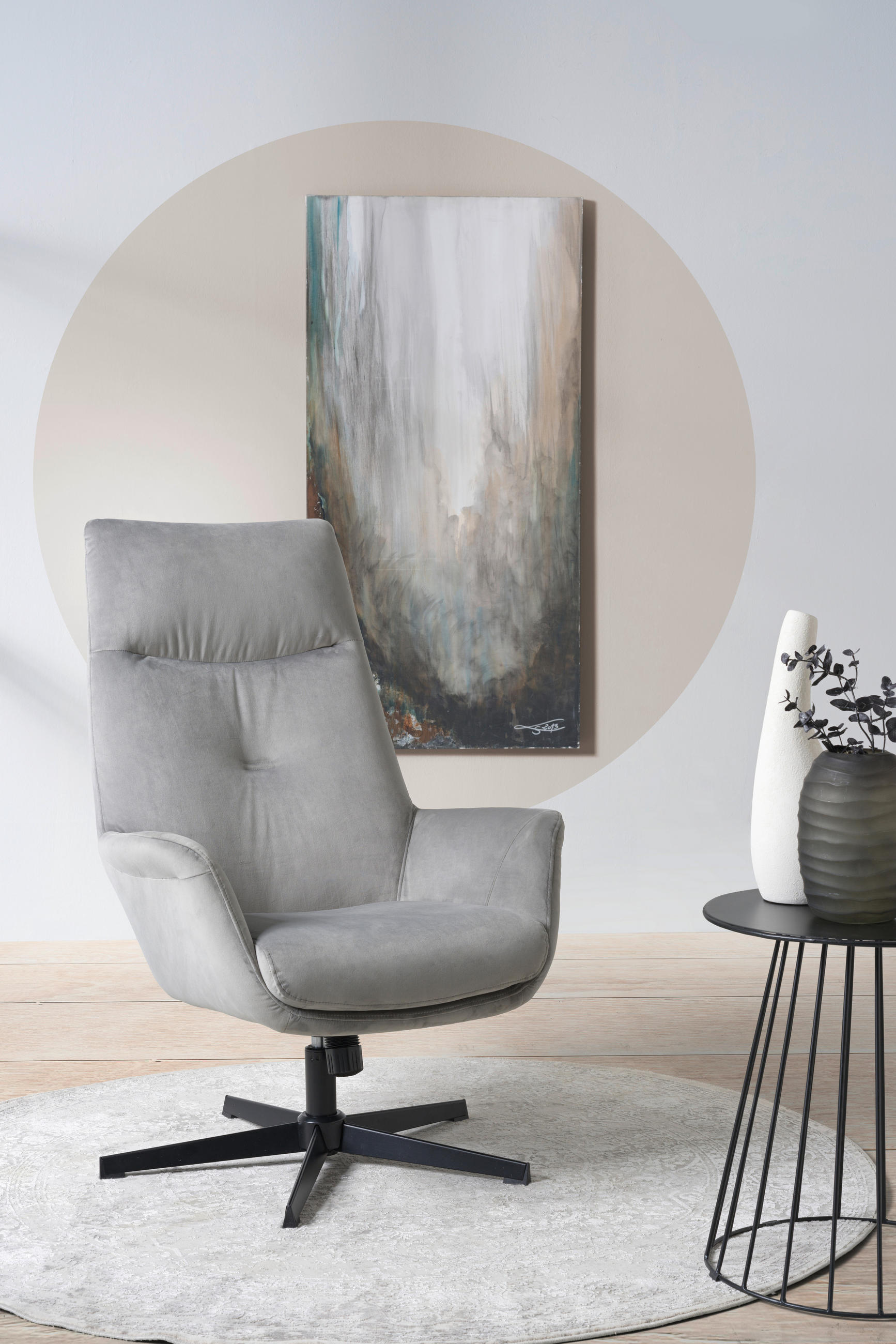 POČIVALNIK S PODNOŽNIKOM, siva, črna kovina, tekstil - črna/siva, Design, kovina/tekstil (74/108/84cm) - Hom`in