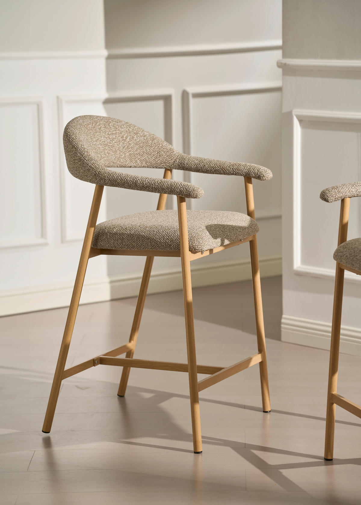 BARHOCKER in Taupe, Eichefarben  - Taupe/Eichefarben, MODERN, Holz/Textil (54/94,5/54,5cm) - Livetastic