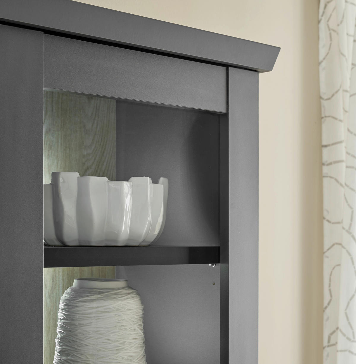 WOHNWAND 3-teilig  in Schwarz, Eichefarben  270/200/42 cm  - Eichefarben/Messingfarben, Design, Holzwerkstoff/Metall (270/200/42cm) - MID.YOU