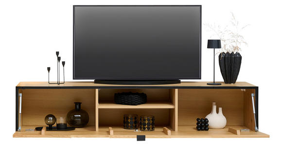 LOWBOARD  in 180/35,2/42 cm  - Wildeiche/Schwarz, Natur, Holz/Holzwerkstoff (180/35,2/42cm) - Linea Natura