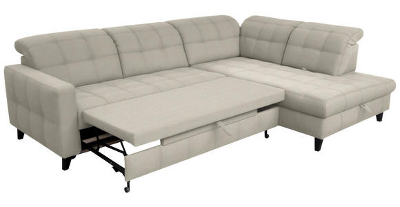 ECKSOFA in Webstoff Ecru 297/216 cm - Ecru/Schwarz, Design, Holz/Textil (297/216cm) - Xora