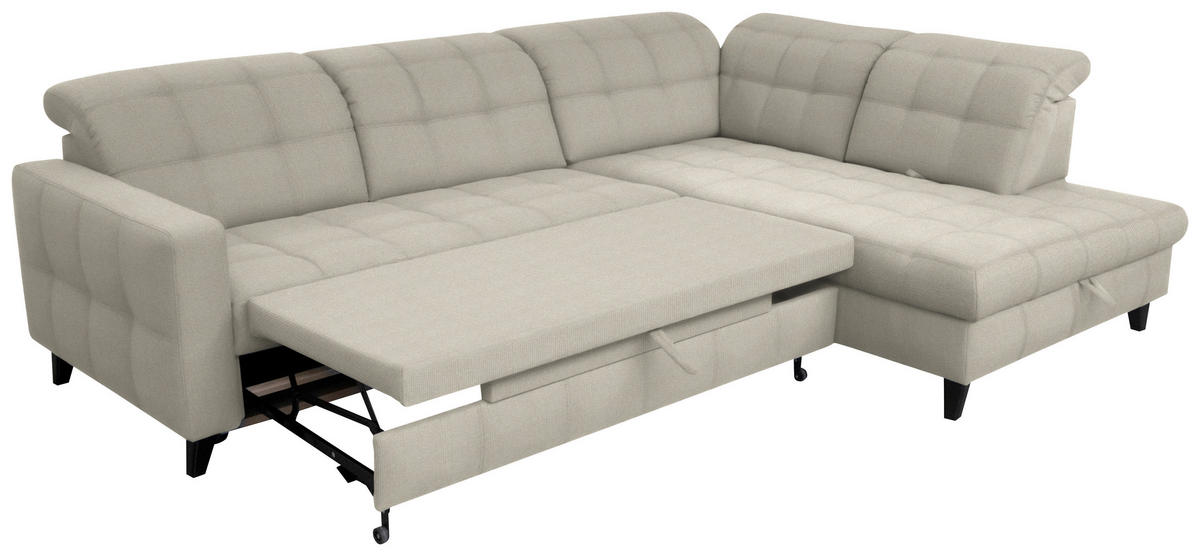 ECKSOFA in Webstoff Ecru  - Ecru/Schwarz, Design, Holz/Textil (297/216cm) - Xora