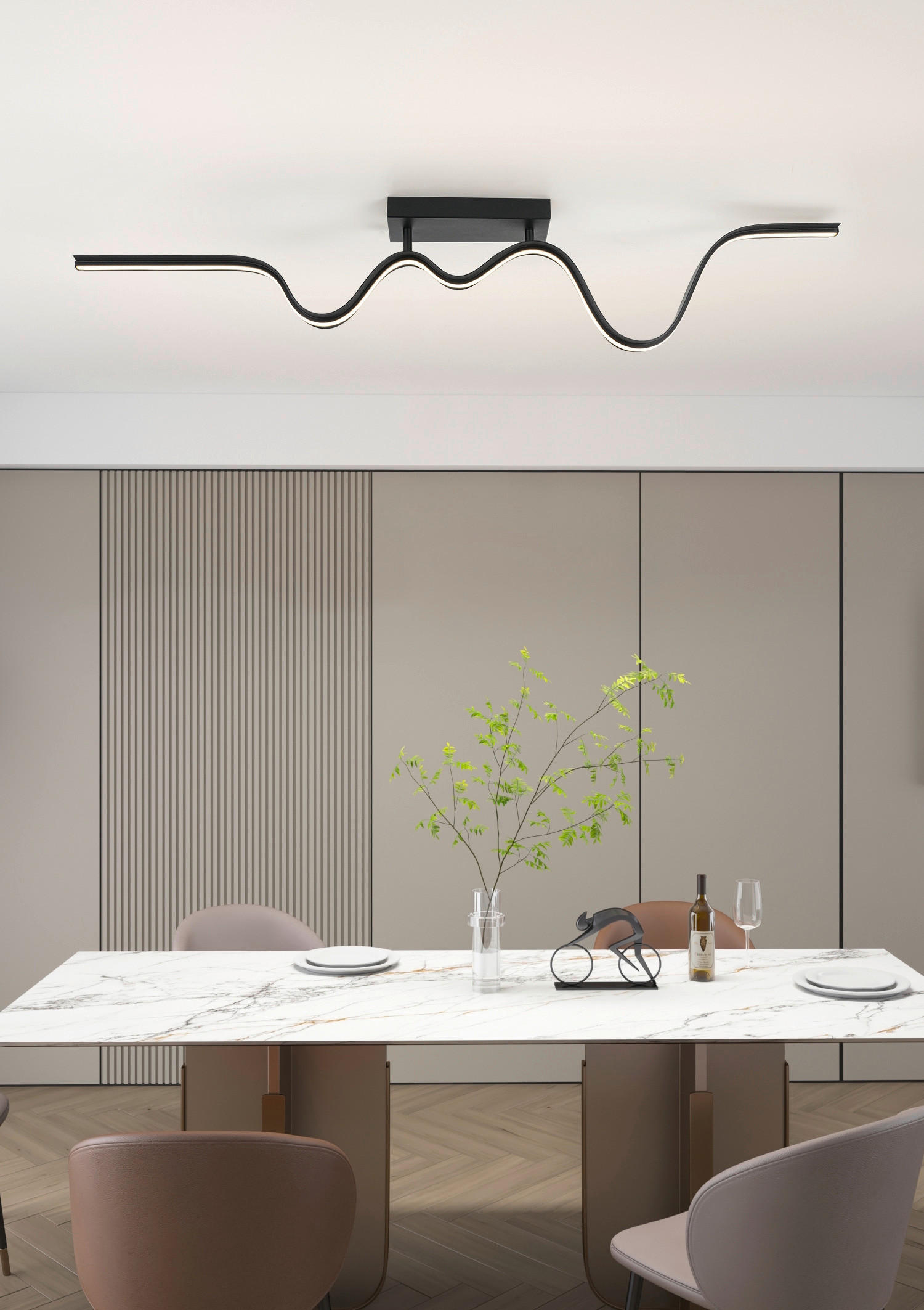 DECKENLEUCHTE 100/8/20,5 cm   - Schwarz, Trend, Kunststoff/Metall (100/8/20,5cm) - Collet's Monde