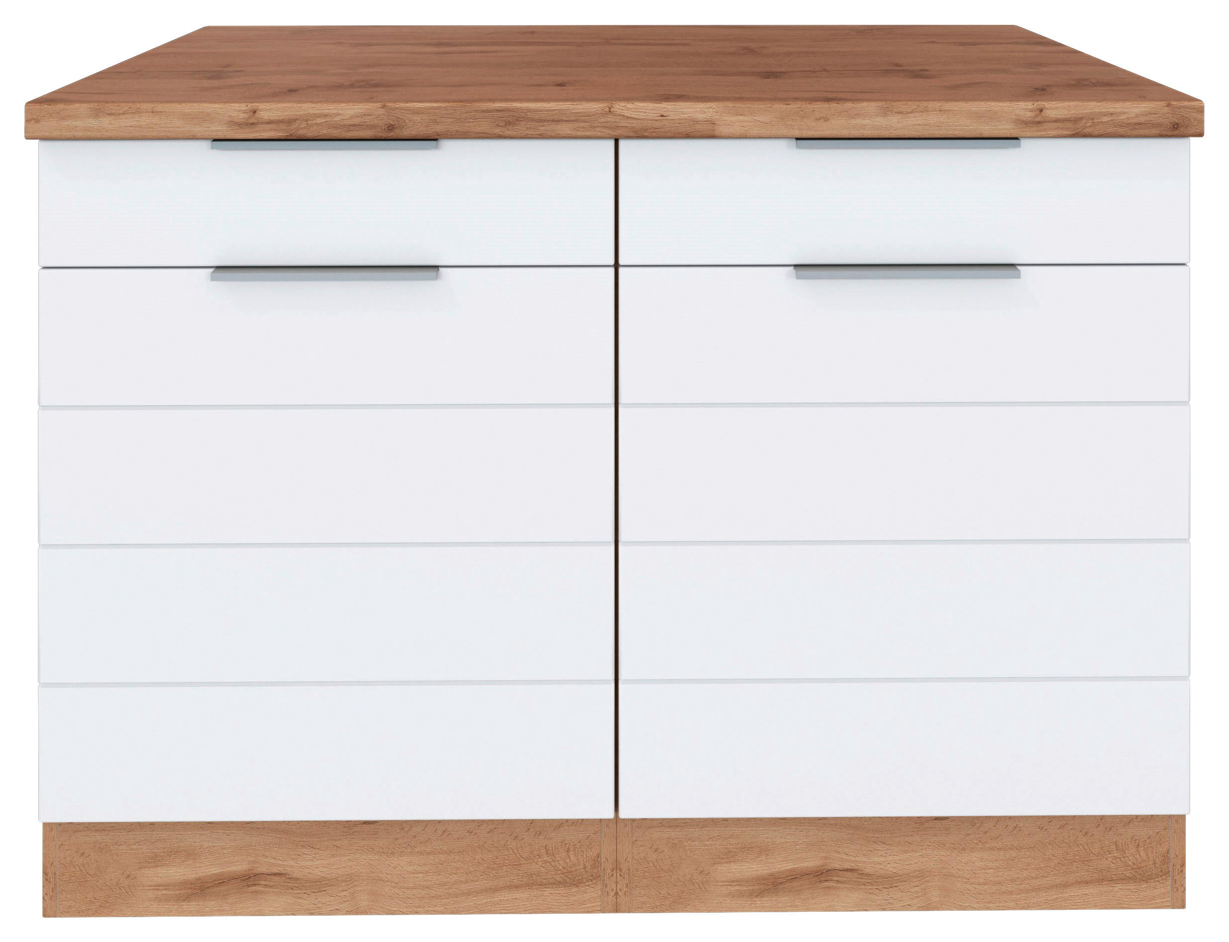 KÜCHENUNTERSCHRANK 120/86/60 cm in Weiss, Eiche Wotan - Weiss/Eiche Wotan, Design, Holzwerkstoff/Metall (120/86/60cm) - Held