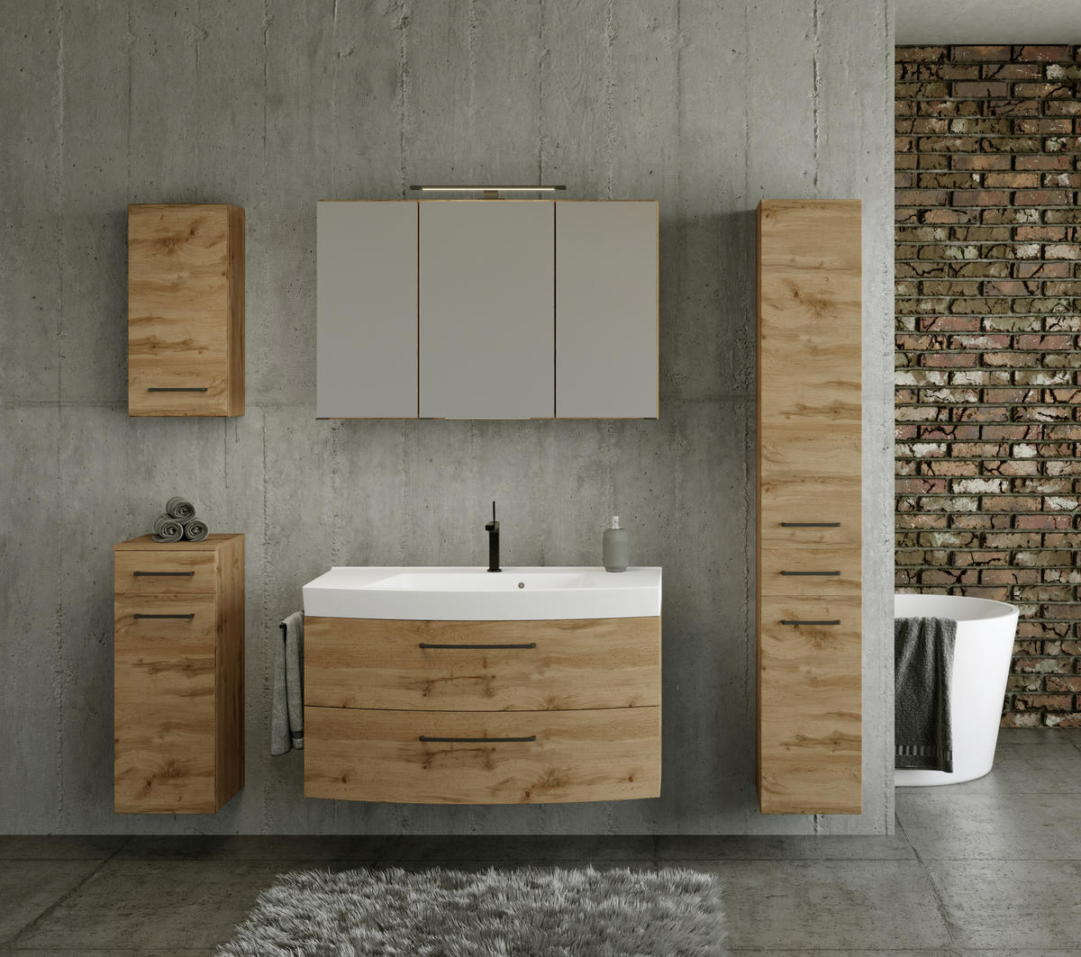 SPIEGELSCHRANK 100/64/20 cm  - Eichefarben, Modern, Glas/Holzwerkstoff (100/64/20cm) - Held