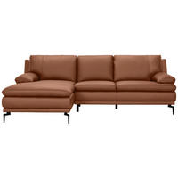 ECKSOFA Cognac Echtleder  - Cognac/Schwarz, Design, Leder (158/248cm) - MID.YOU