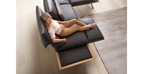 ECKSOFA in Echtleder Braun  - Schwarz/Braun, Design, Leder/Holz (282/205cm) - Dieter Knoll