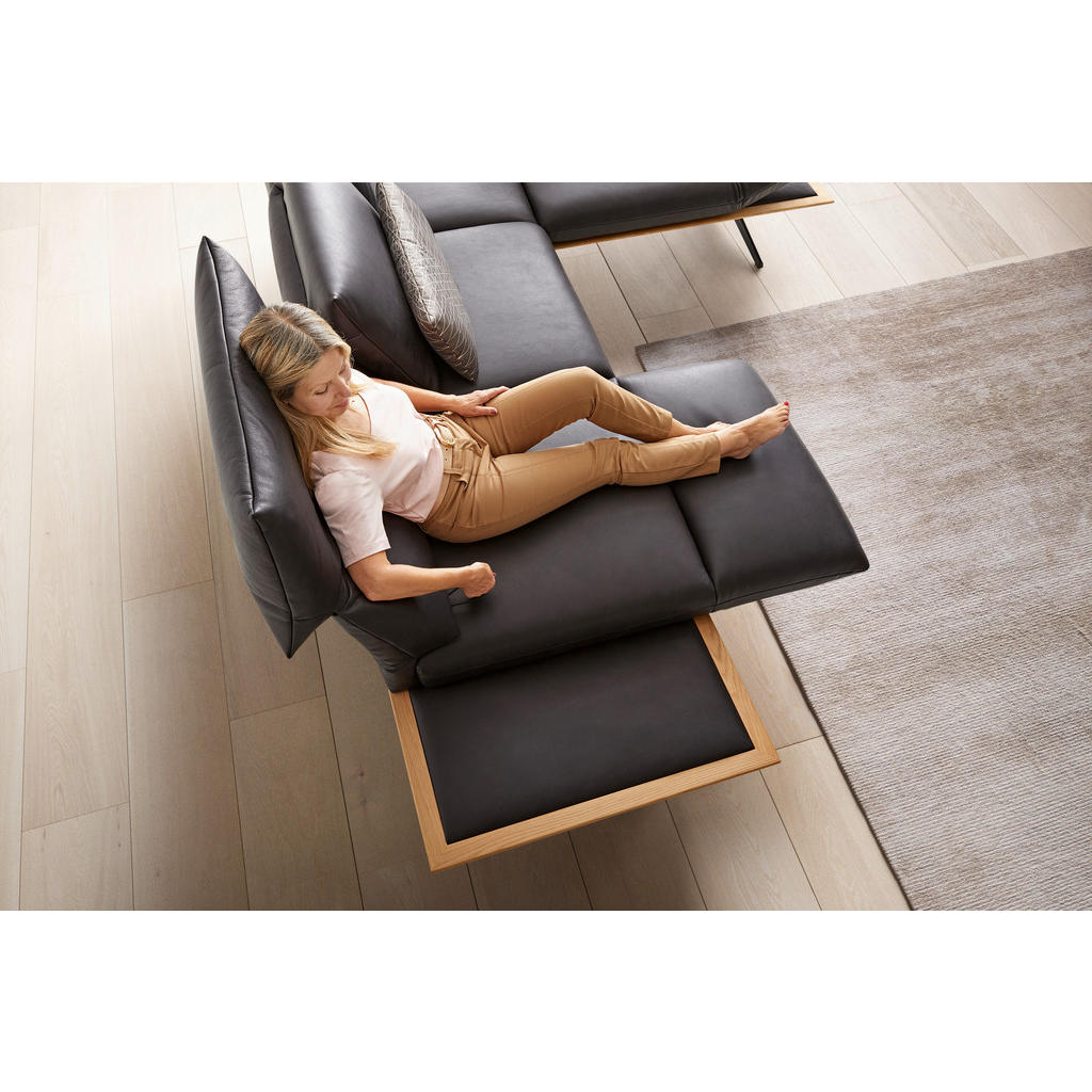 Thumbnail - Dieter Knoll Ecksofa, Braun, Leder, Echtleder, Anilinleder, Wildeiche, massiv, 4-Sitzer, Eckteil, L-Form, 282x205 cm, Go...