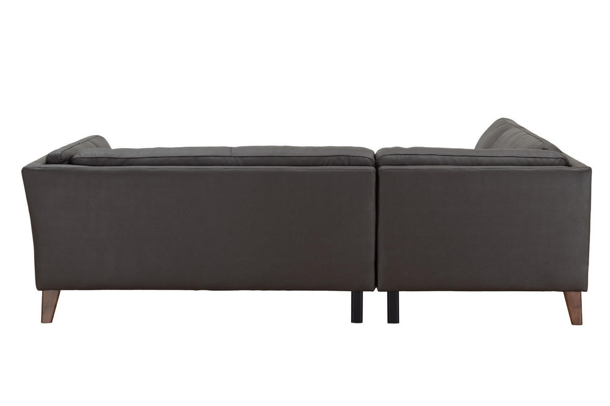 ECKSOFA SERA Braun Echtleder Lederlook  - Dunkelbraun/Braun, Design, Leder/Holz (194/235cm) - Livetastic
