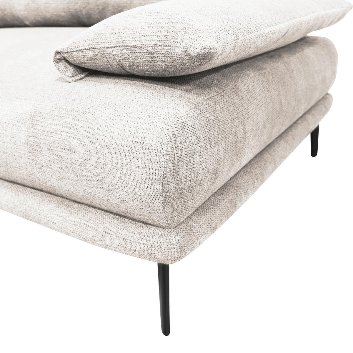 ECKSOFA in Webstoff Weiß  192/260 cm  - Schwarz/Weiß, Design, Textil/Metall (192/260cm) - MID.YOU