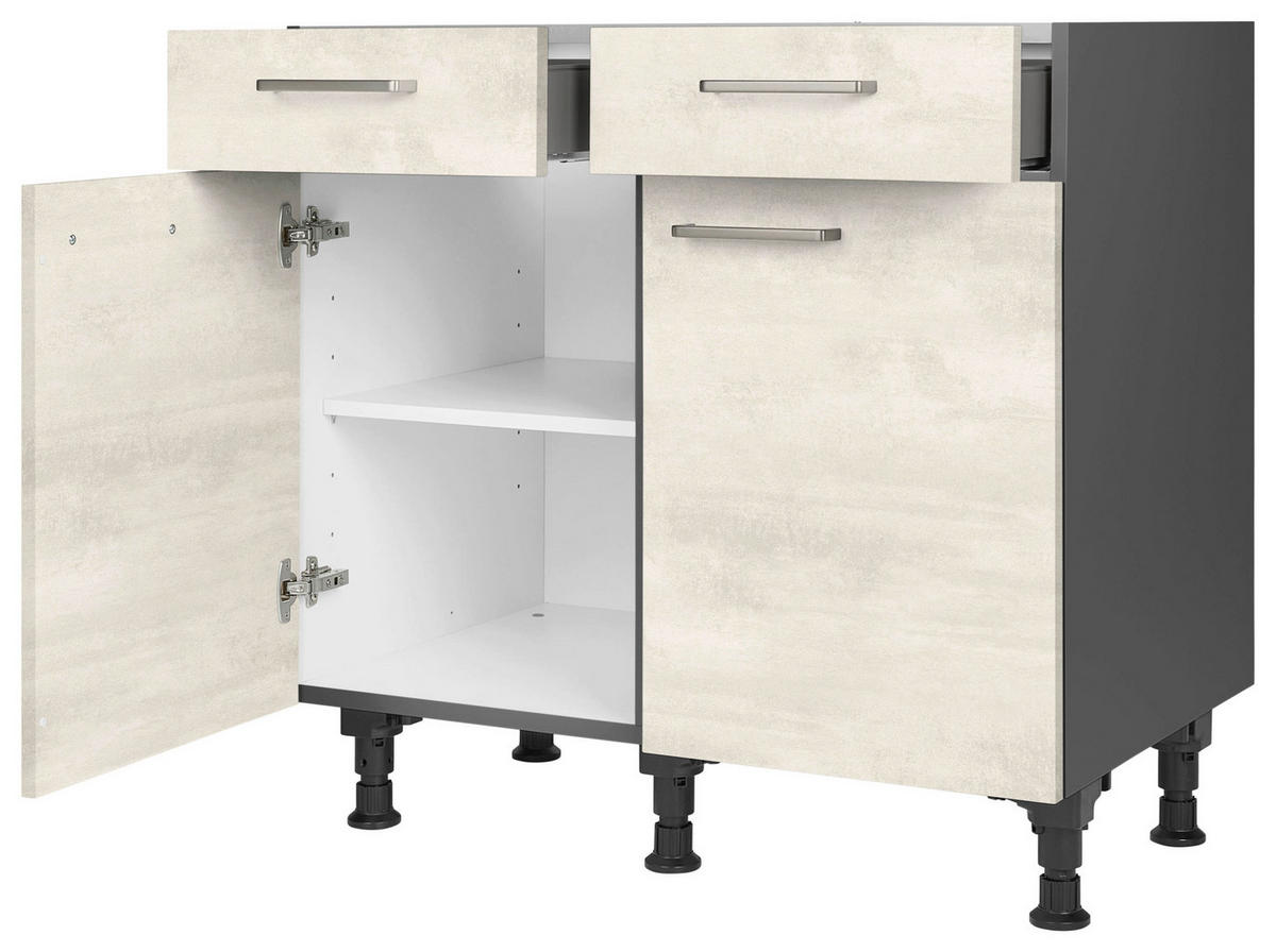SCHUBKASTENUNTERSCHRANK 90/87/56 cm  in Weiß  - Schieferfarben/Edelstahlfarben, MODERN, Holzwerkstoff/Metall (90/87/56cm) - Nobilia
