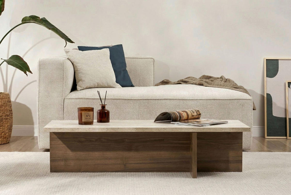 COUCHTISCH Walnussfarben, Elfenbein  - Elfenbein/Walnussfarben, MODERN, Holzwerkstoff (120/30/45cm) - MID.YOU