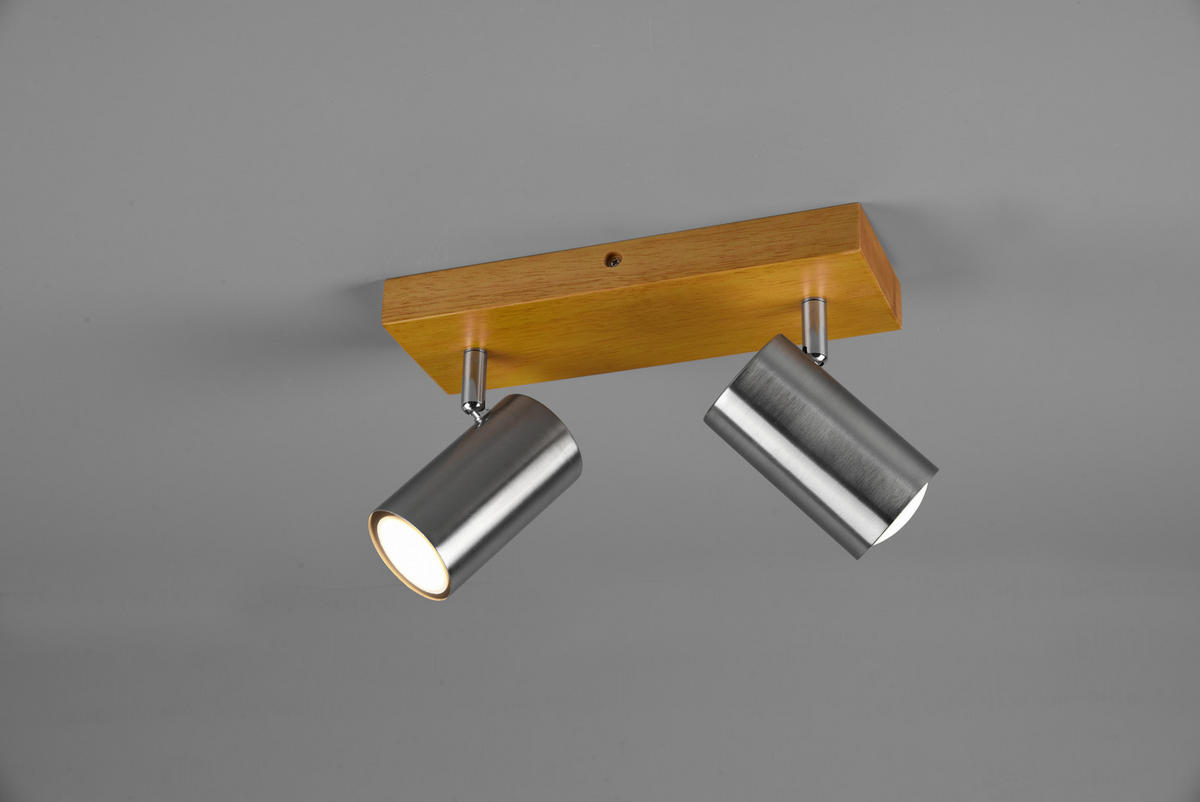 STRAHLER - Nickelfarben, Natur, Holz/Metall (26/16/9cm) - Trio Leuchten