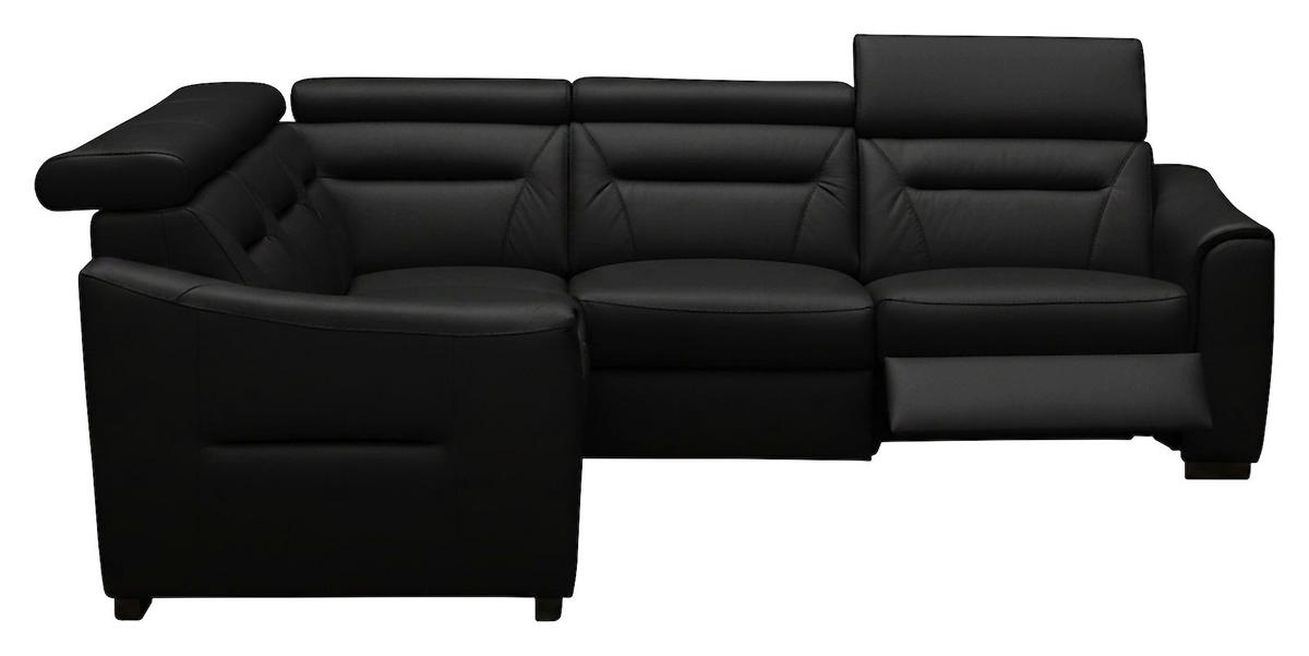 ECKSOFA Lederlook Echtleder Schwarz  - Wengefarben/Schwarz, Design, Leder/Holz (260/260cm) - Celina Home