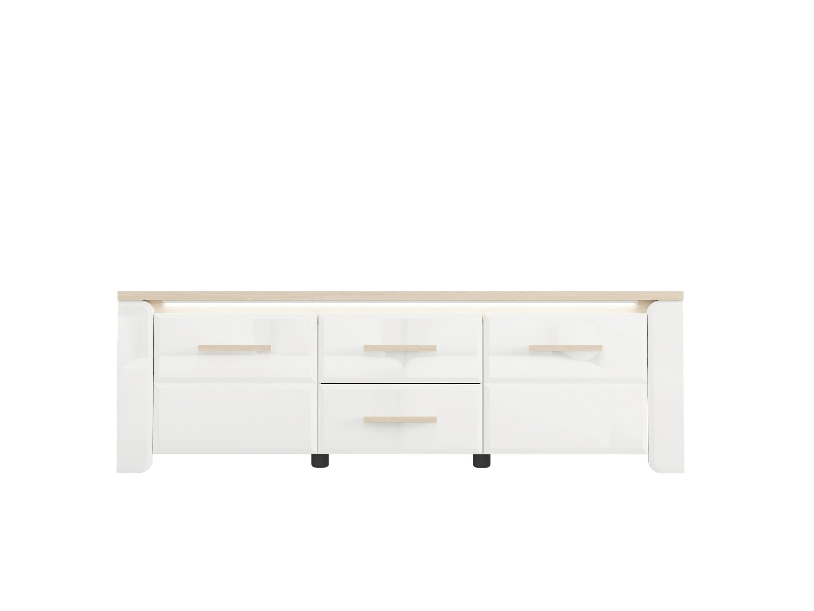 Carryhome KOMODA POD TELEVIZI, bílá, dub bianco, 154/49,5/40 cm
