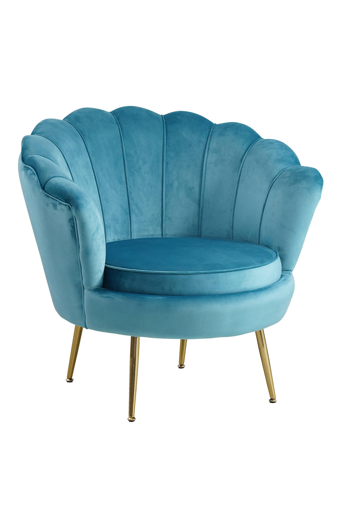 SESSEL in Samt Blau - Blau/Goldfarben, MODERN, Textil/Metall (76/78/76cm) - Livetastic