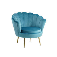 SESSEL in Samt Blau  - Blau/Goldfarben, MODERN, Textil/Metall (76/78/76cm) - Livetastic