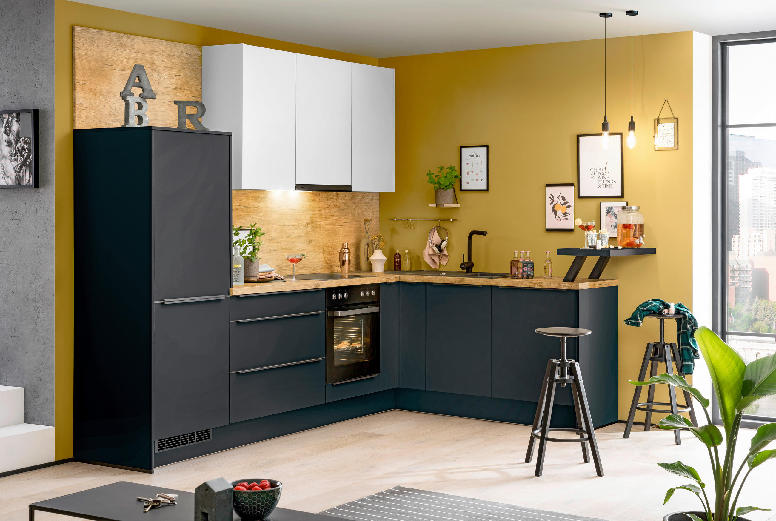 Eckküche Ip1200 Ohne Geräte 292x192 Cm Schwarz/space Grey