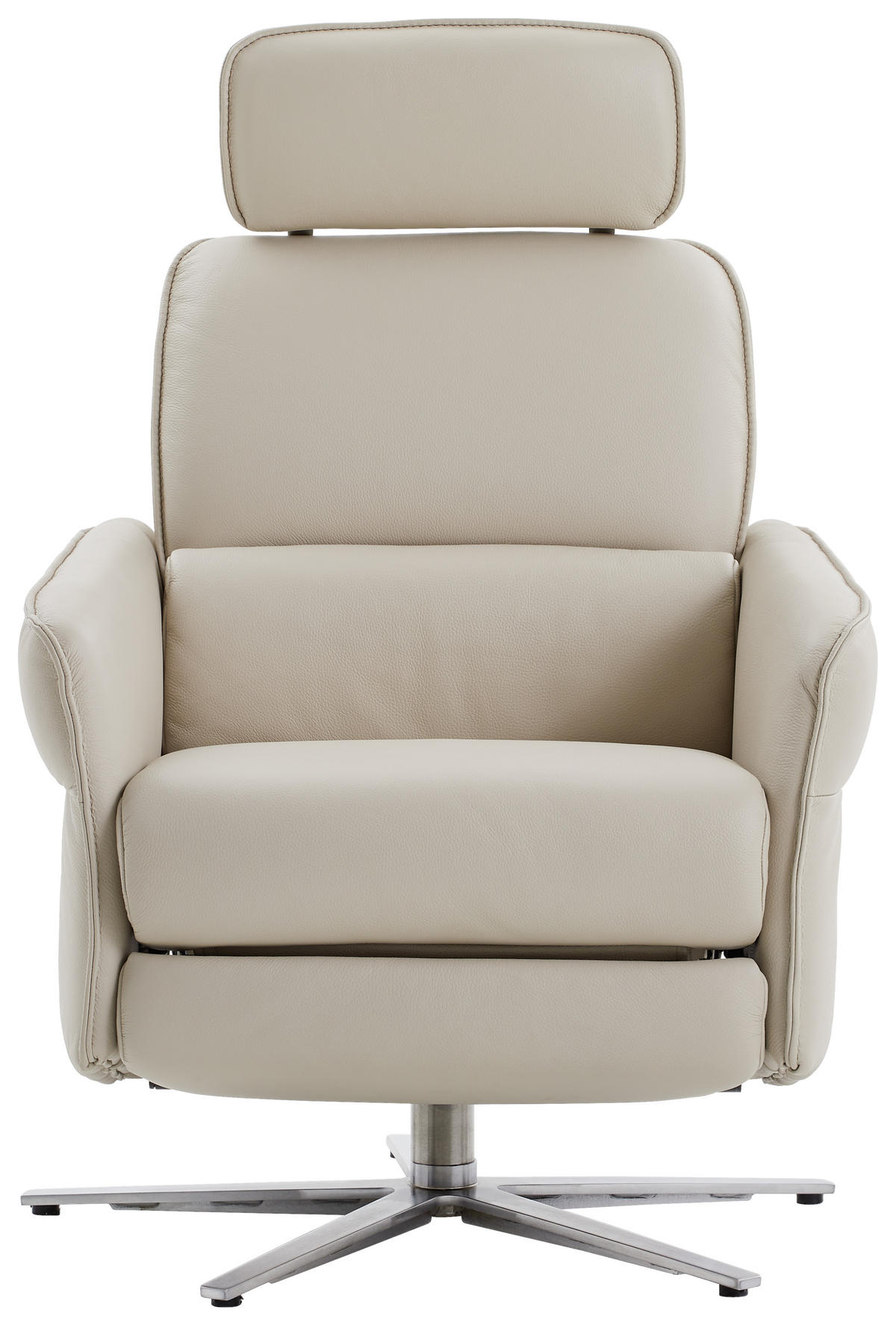RELAXSESSEL in Leder Hellgrau  - Edelstahlfarben/Hellgrau, Design, Leder/Metall (72/89/91cm) - Himolla