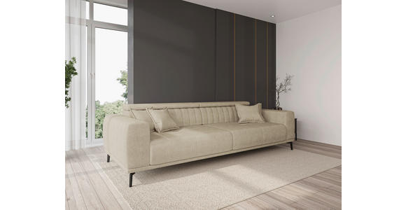 BIGSOFA Webstoff Beige  - Beige/Schwarz, KONVENTIONELL, Textil/Metall (280/80/110cm) - Carryhome