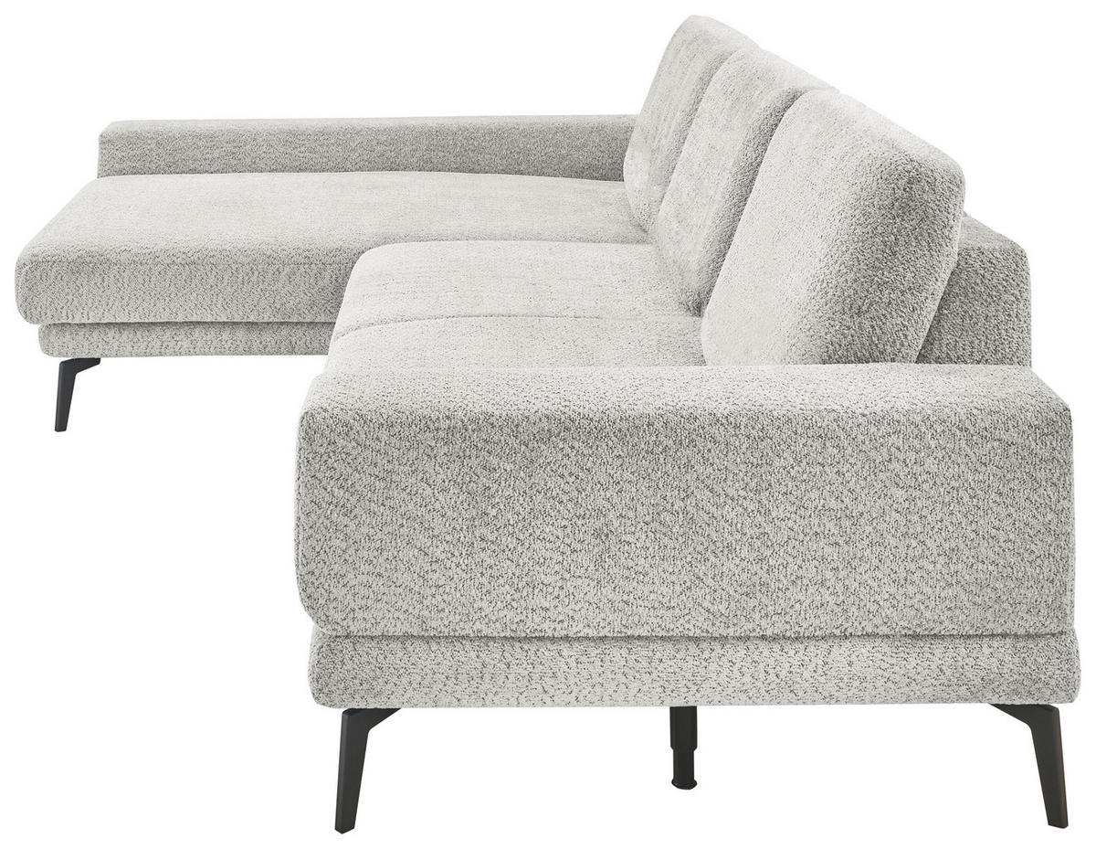 ECKSOFA Hellgrau Chenille  - Hellgrau/Schwarz, KONVENTIONELL, Textil/Metall (184/294cm) - SetOne by Musterring