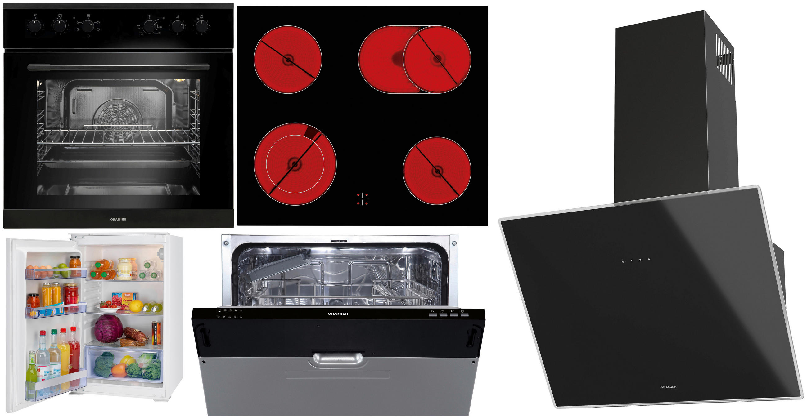 ELEKTROGERÄTESET GFS102  - Schwarz, Basics, Glas/Metall - Oranier