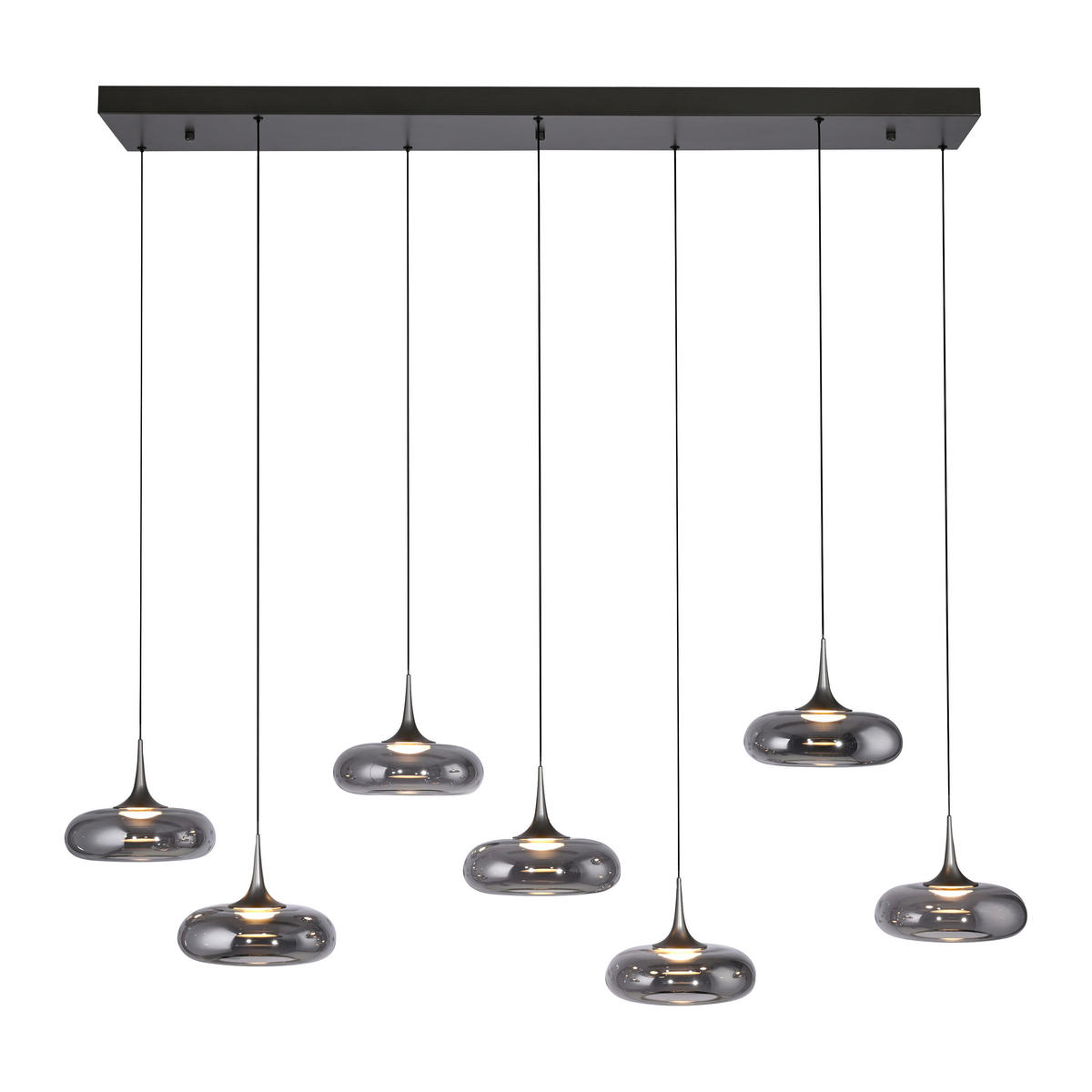 LED-PENDELLEUCHTE SW POSH 140/42/200 cm   - Grau, Design, Glas/Kunststoff (140/42/200cm) - Schöner Wohnen