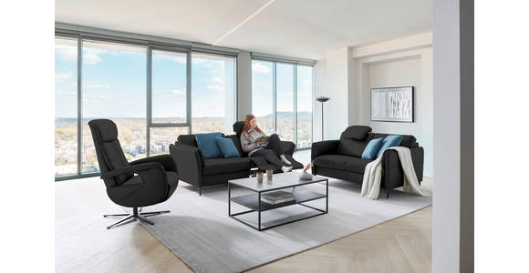 3-SITZER-SOFA in Leder Schwarz - Schwarz, Design, Leder/Metall (190/84/99cm) - Dieter Knoll
