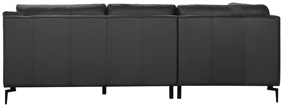 ECKSOFA Grau Echtleder  - Schwarz/Grau, Design, Leder (221/248cm) - MID.YOU