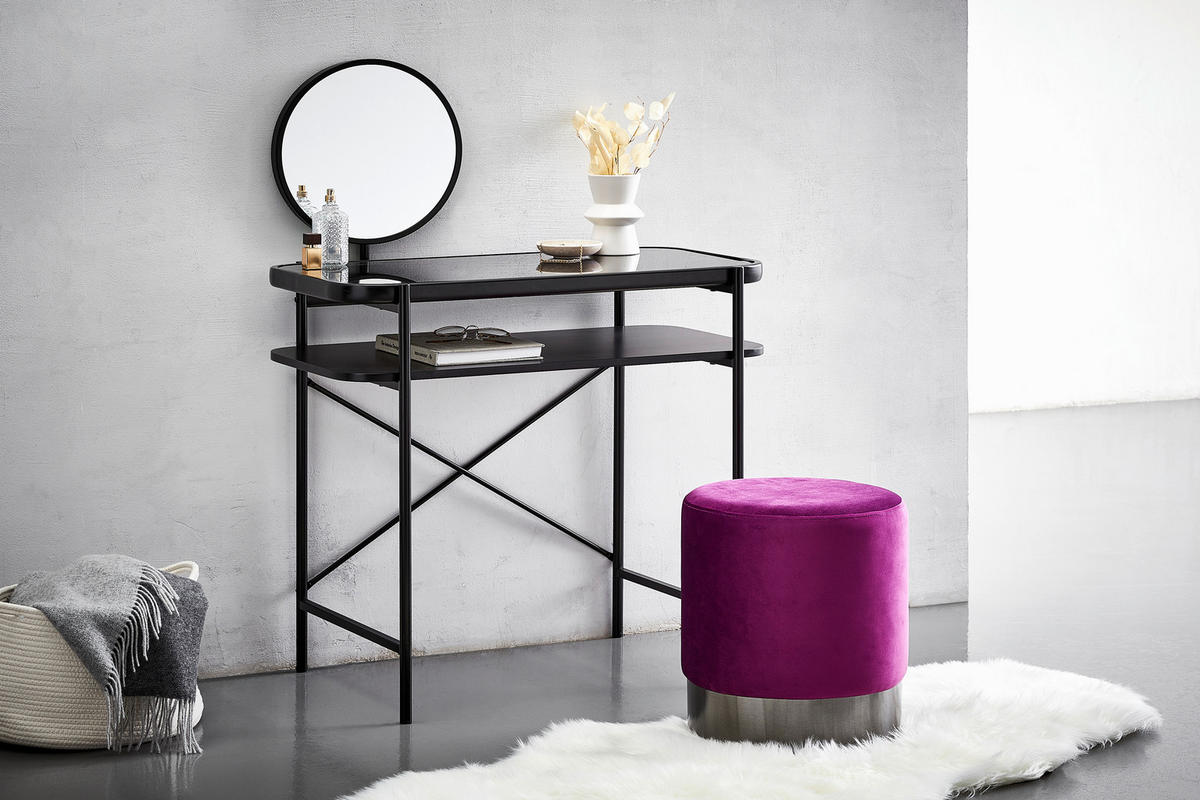 SCHMINKTISCH in Klar, Schwarz  - Klar/Schwarz, Design, Glas/Holzwerkstoff (80/44/75-129cm) - Carryhome