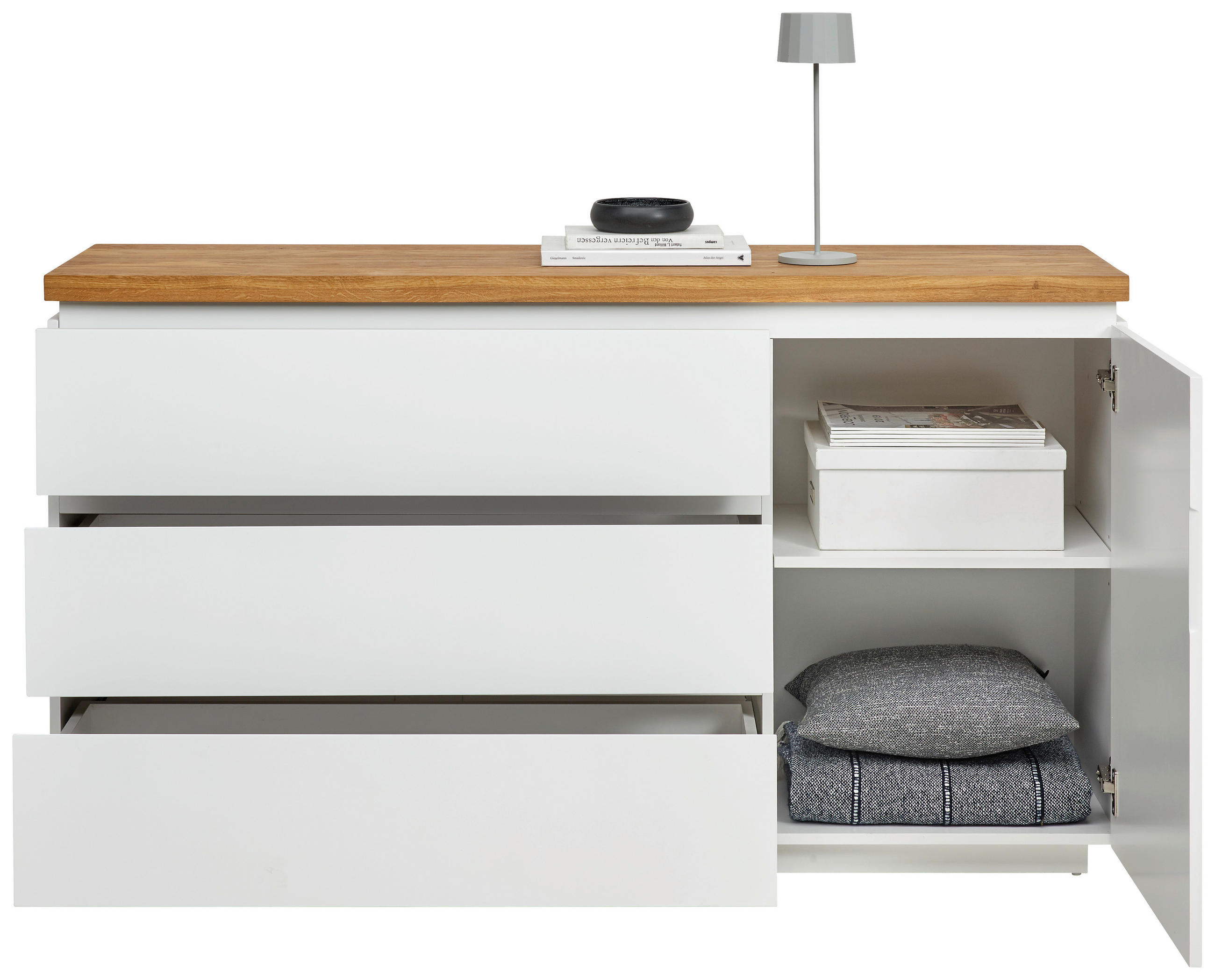 SIDEBOARD 145/82/42 cm  - Eichefarben/Weiß, KONVENTIONELL, Holz/Holzwerkstoff (145/82/42cm) - Novel