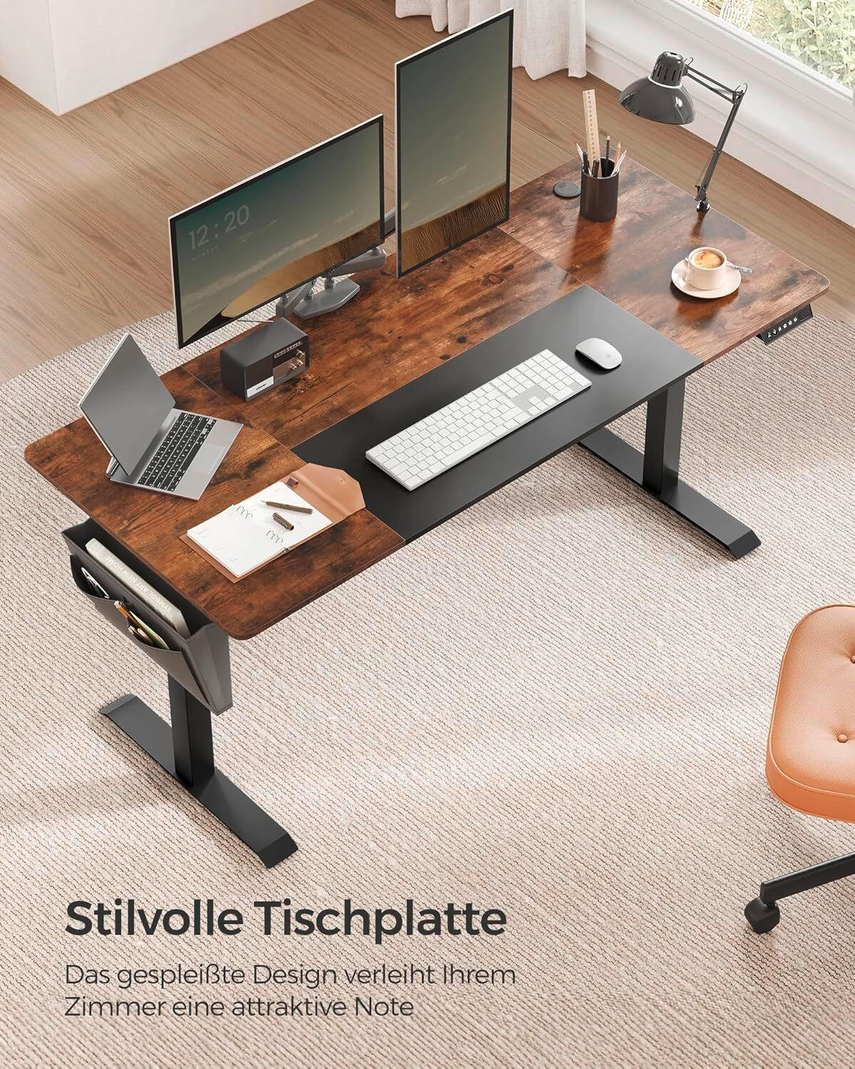 COMPUTERTISCH 160/70/72-120 cm Braun, Schwarz elektrisch höhenverstellbar  - Schwarz/Braun, Basics, Holzwerkstoff/Metall (160/70/72-120cm) - Boxxx