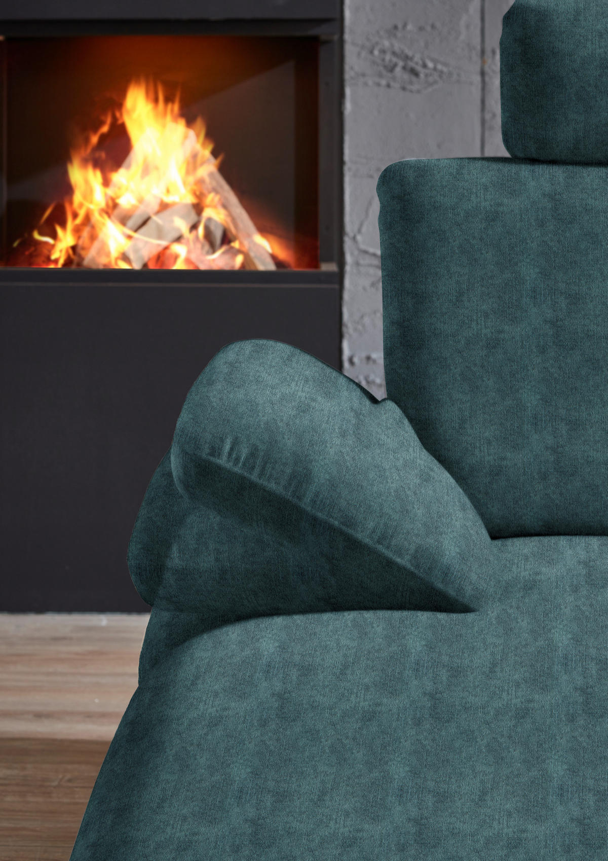 WOHNLANDSCHAFT in Velours Petrol  - Petrol/Schwarz, Design, Textil/Metall (180/344/208cm) - Dieter Knoll