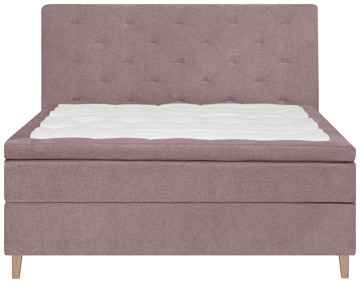 BOXSPRINGBETT 180/200 cm  in Rosa  - Eichefarben/Rosa, Konventionell, Holz/Textil (180/200cm) - Welnova