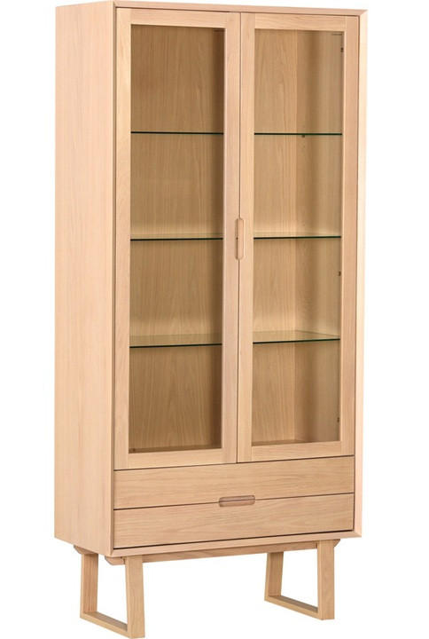 VITRINSKÅP  i faner, delar i massivt trä bok, ek, poppel ek Bianco  - ek Bianco, Design, trämaterial/trä (85/185/40cm) - Best Price