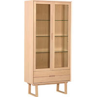 VITRINSKÅP  i faner, delar i massivt trä bok, ek, poppel ek Bianco  - ek Bianco, Design, trämaterial/trä (85/185/40cm) - Best Price