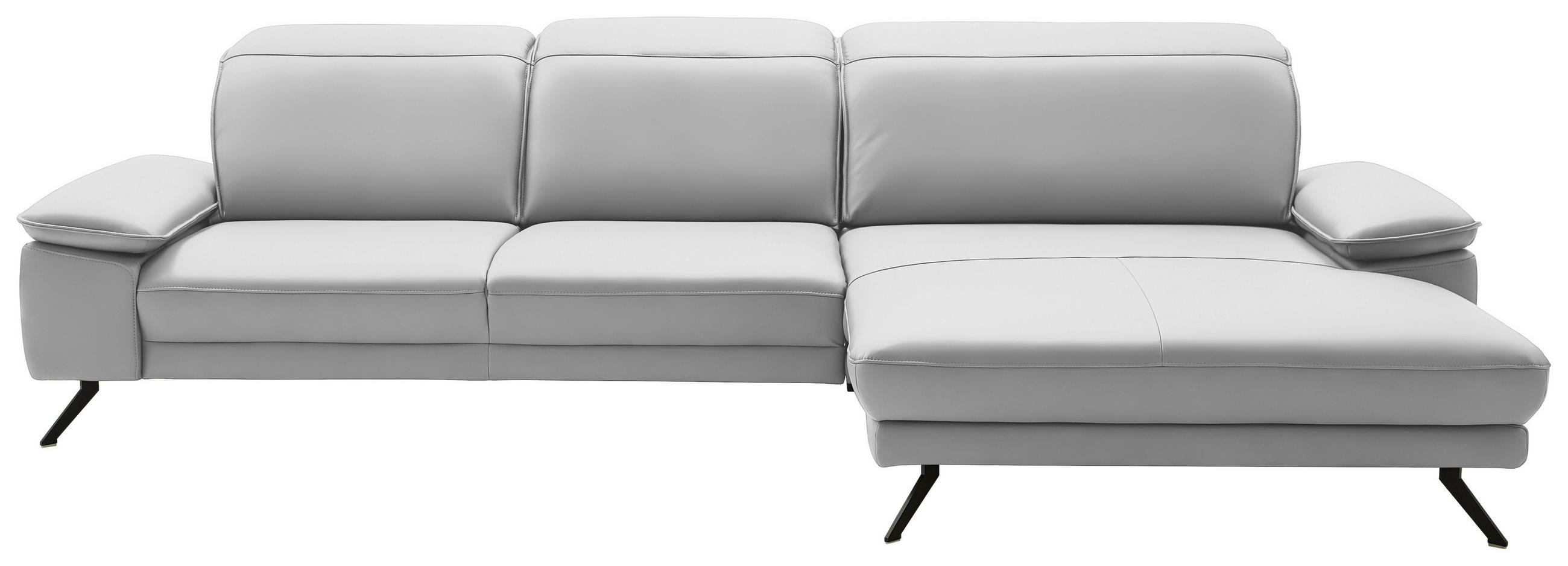 ECKSOFA in Echtleder Weiss  - Weiss/Schwarz, Design, Leder/Metall (332/193cm) - Dieter Knoll