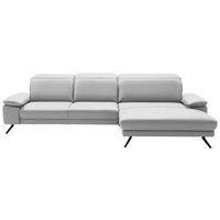 ECKSOFA in Echtleder Weiss  - Weiss/Schwarz, Design, Leder/Metall (332/193cm) - Dieter Knoll