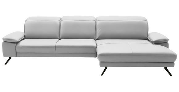 ECKSOFA in Echtleder Weiß  - Schwarz/Weiß, Design, Leder/Metall (332/193cm) - Dieter Knoll