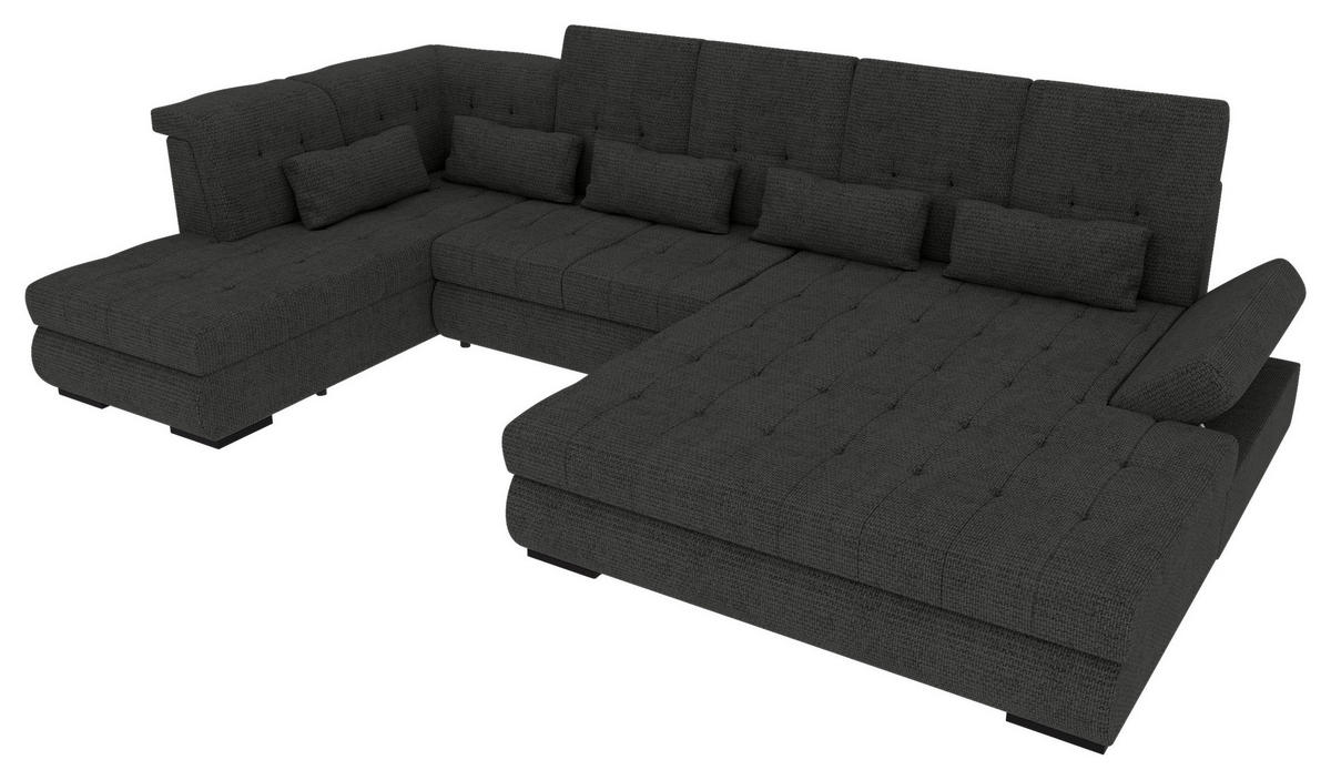 WOHNLANDSCHAFT Graphitfarben Struktur  - Schwarz/Graphitfarben, KONVENTIONELL, Kunststoff/Textil (222/358/212cm) - Carryhome