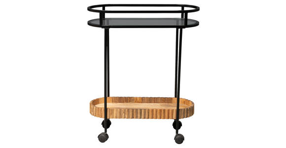 SERVIERWAGEN Mangoholz Braun  - Schwarz/Braun, Design, Glas/Holz (70/30/86cm) - Landscape