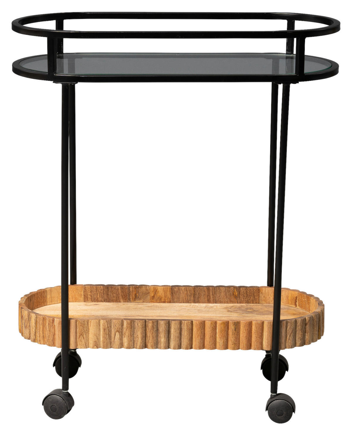 SERVIERWAGEN Mangoholz Braun  - Schwarz/Braun, Design, Glas/Holz (70/30/86cm) - Landscape